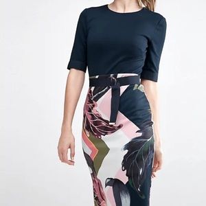Ted Baker belted pencil dress midi length